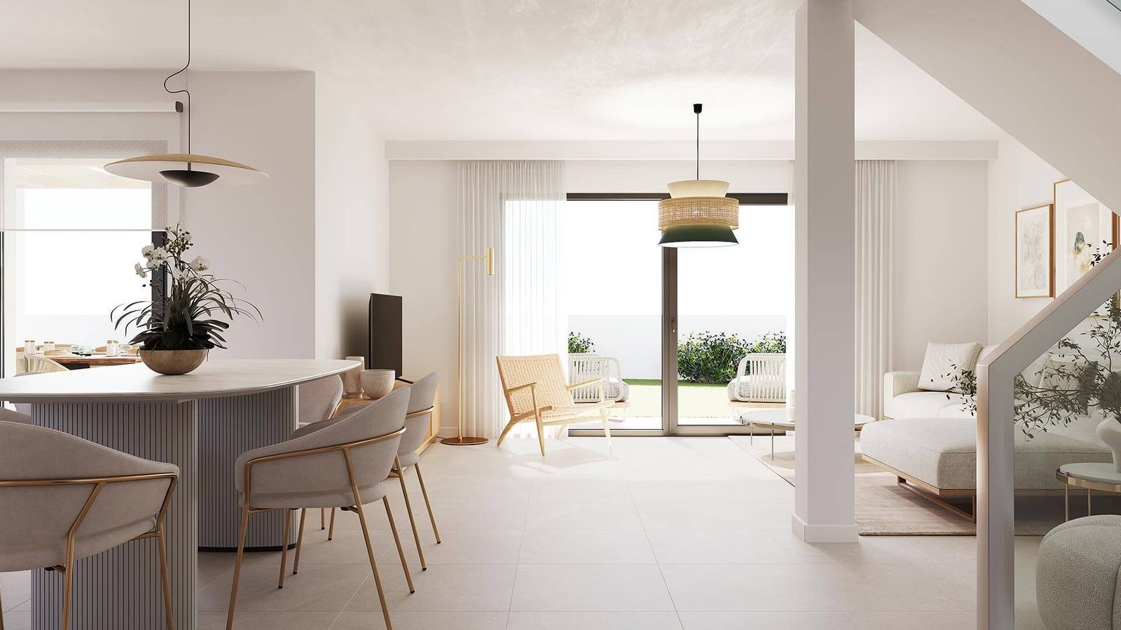 Modernes Interieur mit offenem Grundriss und viel Tageslicht